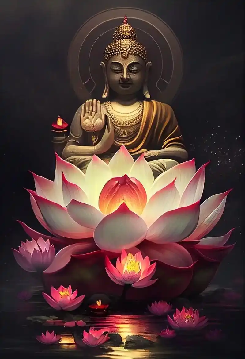 红色莲花佛光普照,佛缘,2023试试这个壁纸!#上热门话 - 抖音