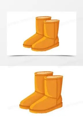 雪地靴素材50手绘女式红色蝴蝶结棉鞋素材30卡通手绘雪地靴防滑靴子