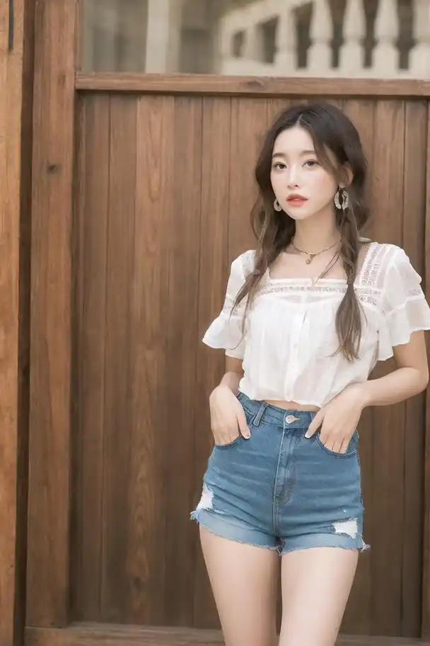 夏天穿搭牛仔短裤美女写真