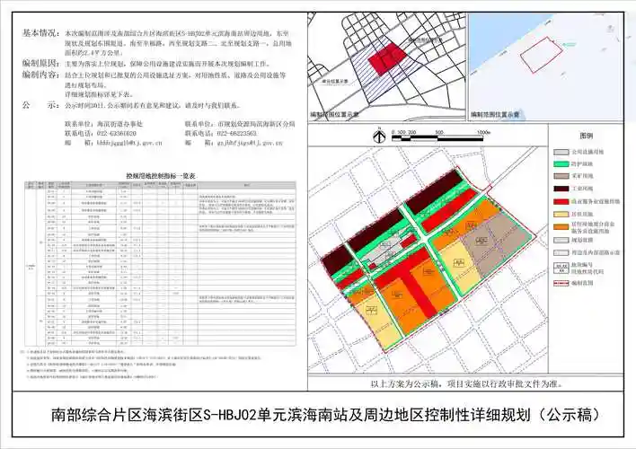 滨海新区关于南部综合片区海滨街区shbj02单元滨海南站及周边地区控制