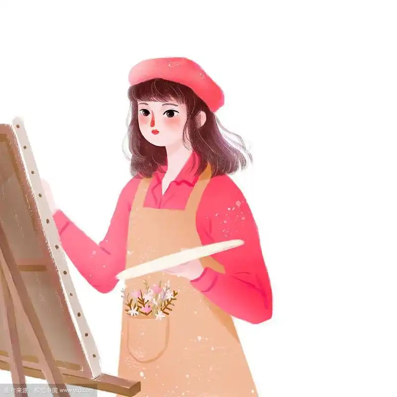画画的女孩无背景