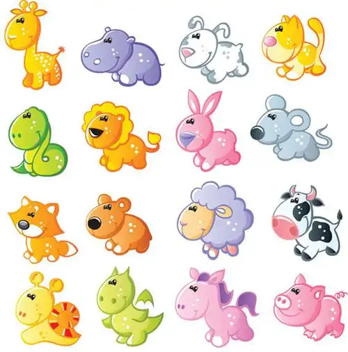 可爱卡通动物设计矢量图 ai