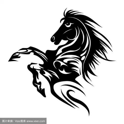 马纹身符号新年设计孤立v