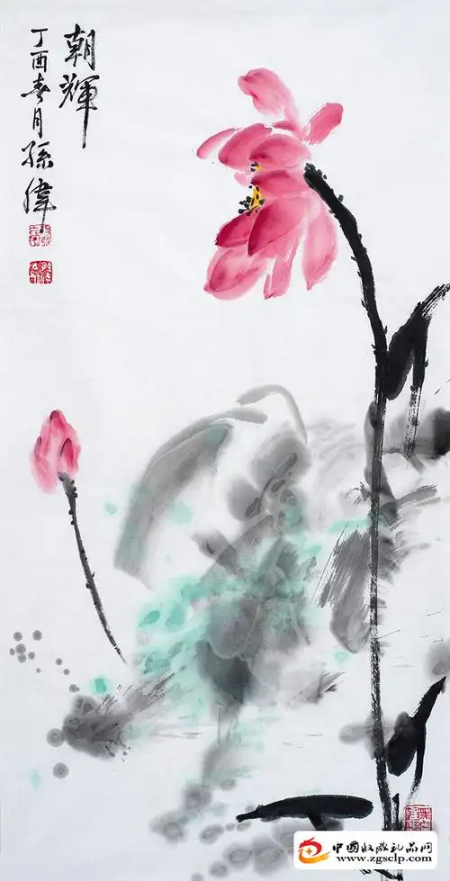 《朝晖》】报价_图片_价格_评论_评测_国画荷花价格 -天成收藏礼品网