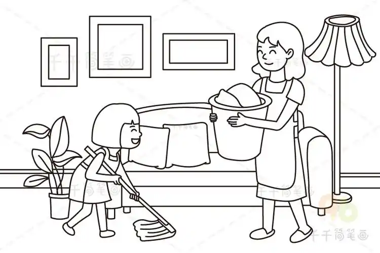 看图写话 做家务,范文:刚吃完午饭,我想:每天都是爸爸妈妈做家务,我总