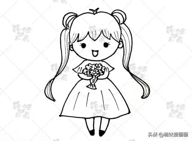 小女孩简笔画图片大全可爱,简笔画女孩图片可爱(简单又可爱的小公主简