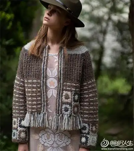 钩针祖母方格外套开衫