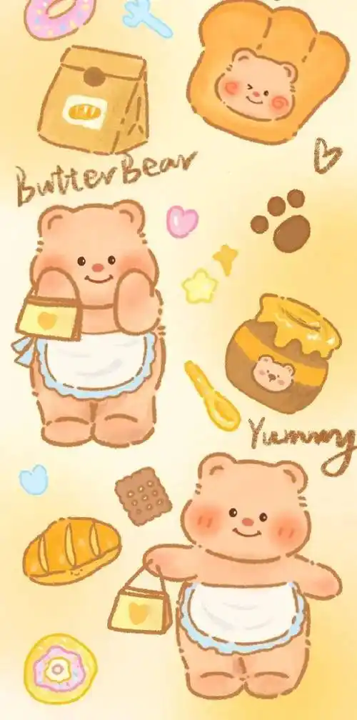 可爱 锁屏 主屏 套图手机壁纸_屏幕_开心_小熊