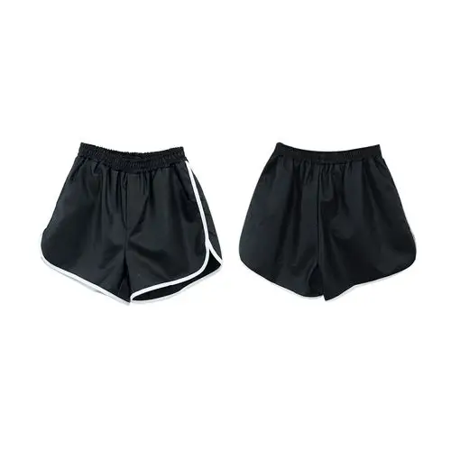 白线运动皮革短裤-n-rainbow【a38440】