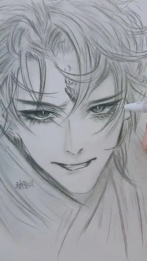 教你画动漫帅哥…临摹,原作者:灼忘