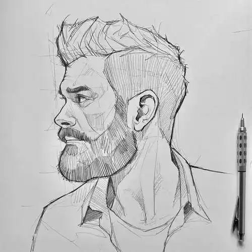 线条清晰的自动铅笔素描,带辅助线!_smdsart_网络_素材