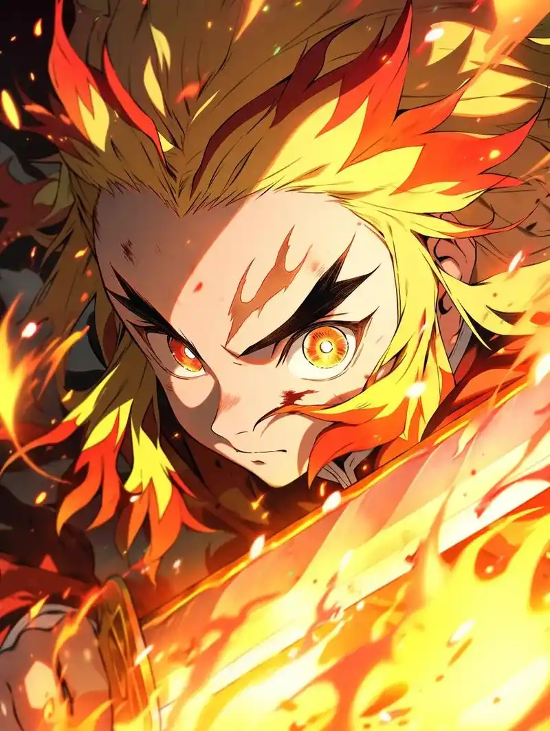 鬼灭之刃|炼狱杏寿郎|aigc.20岁,有着一头黄红色相间的 - 抖音