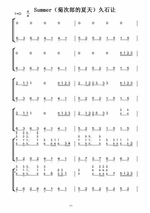 菊次郎的夏天钢琴谱