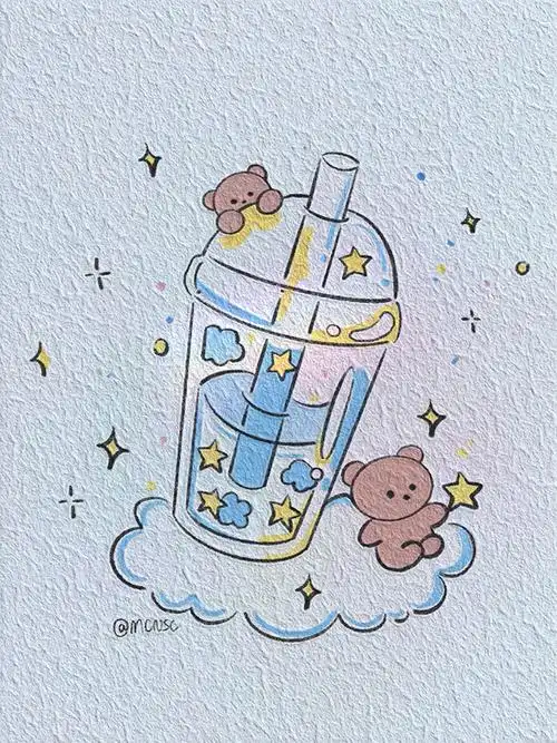 奶茶一杯快乐起飞简笔画教程