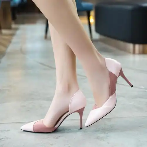 夏季新品裸色高跟鞋细跟浅口单鞋女2020春夏韩版百搭工作鞋尖头宴会