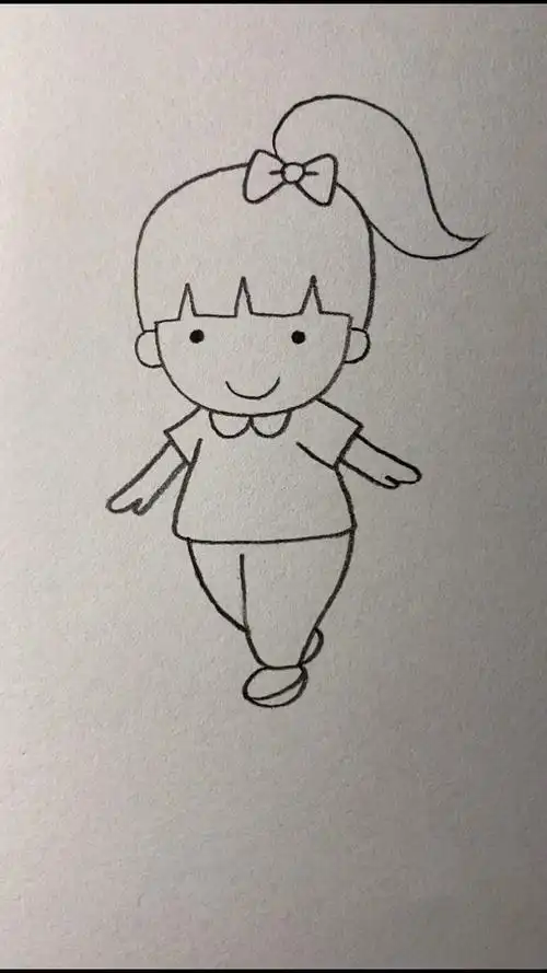 简笔画#画美丽可爱的马尾辫小女孩