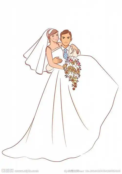 穿婚纱的卡通女孩简笔画