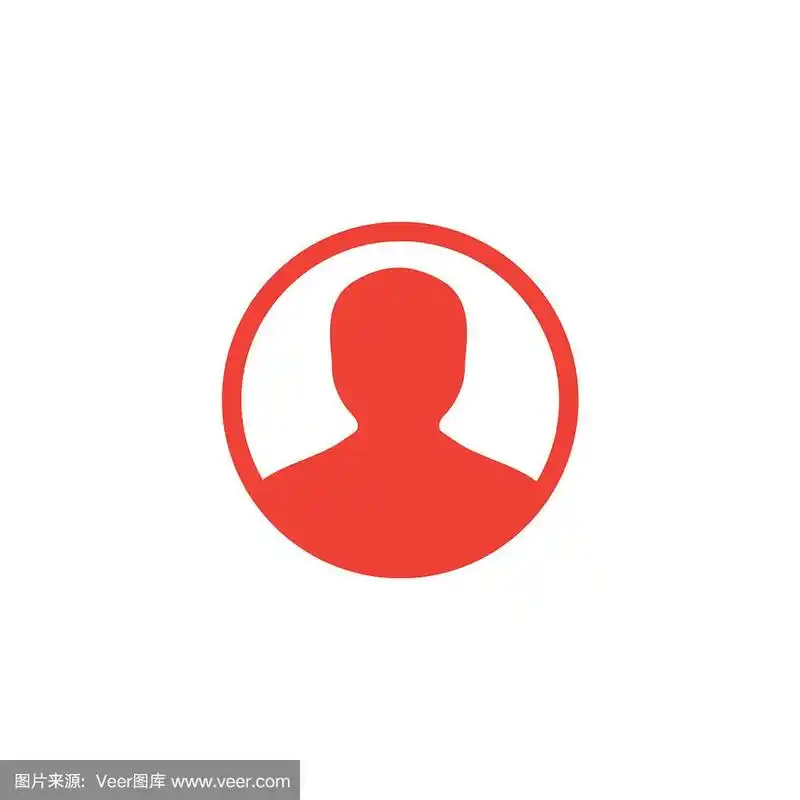 阿凡达红色图标在白色背景红色平坦