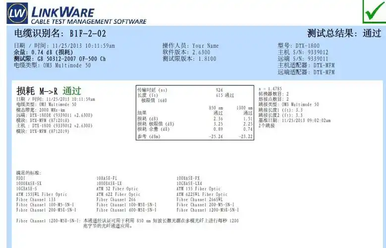有谁知道福禄克测试结果的解释?谢谢!