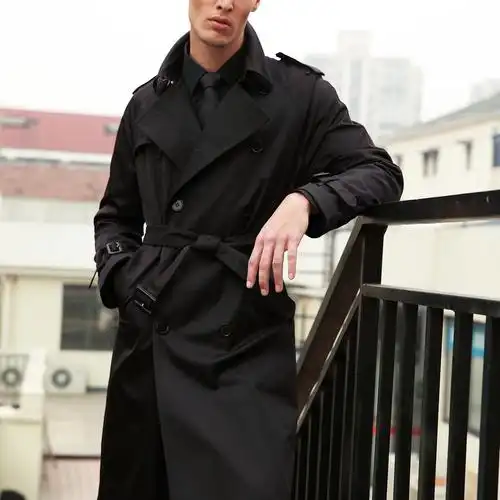 zwvv春秋新款修身长款男士风衣英伦休闲过膝中长款风衣青年外套