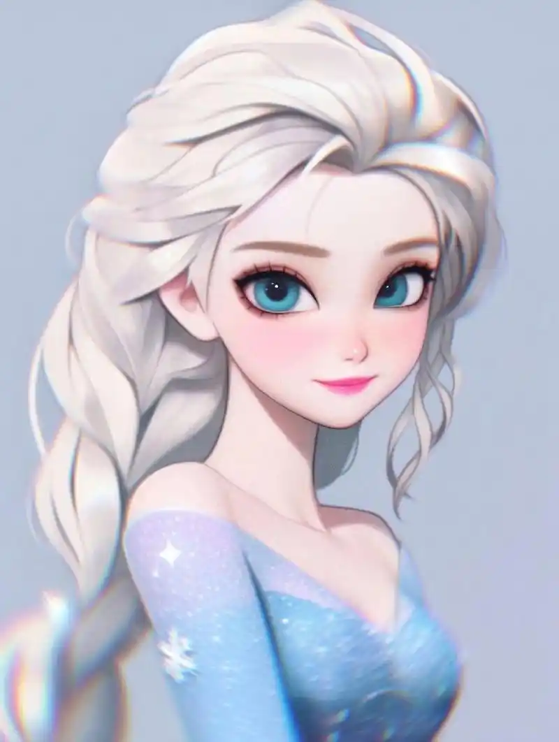 迪士尼冰雪女王艾莎丨可爱气质头像丨附教程 艾莎外表高贵优雅,冷若