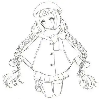 画_卡通女孩萌系动漫人物简笔画二次元黑笔画二次元的简笔画人物女