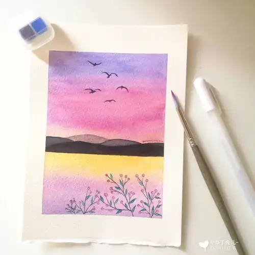 张32k风景做成教程分享给大家7815-工具:获多福水彩纸,史明克颜料