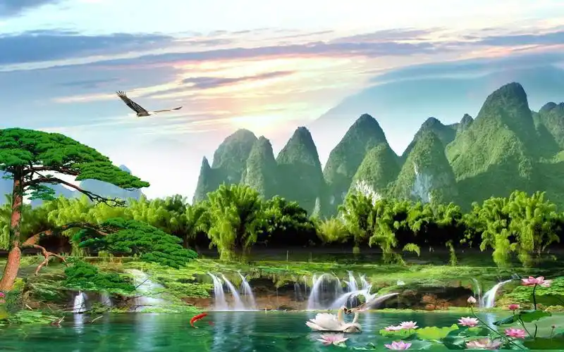 鸟语花香,山清水秀