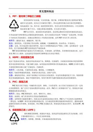 常见塑料制品分类