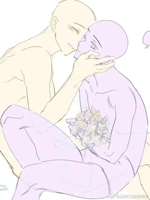 绘画超话#绘画参考##绘画素材#双人cp互动参考