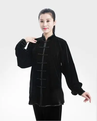太极服金丝绒秋冬加厚晨练中老年冬季男女武术服练功服太极拳服装