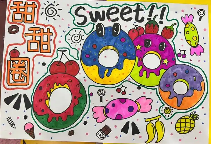 甜甜圈  #美术儿童画
