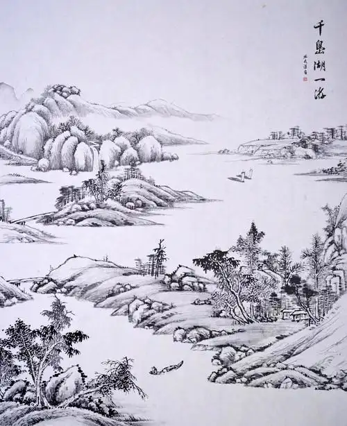 仿古山水画《千岛湖一游》