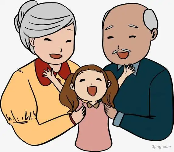 爷爷奶奶和孙女png素材透明免抠图片动植人物