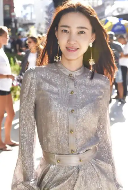 气质美女王丽坤,身穿灰色长裙十分优雅,真的是美若天仙!