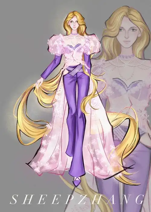 当长发公主穿上我设计的礼服
