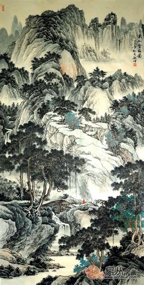 画家林德坤竖幅山水国画佳赏,山水画境,心驰神摇!