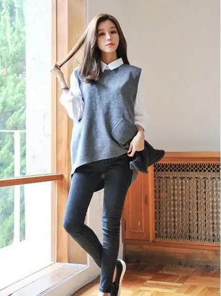 小脚裤配什么上衣好看修饰腿型就靠紧身小脚裤