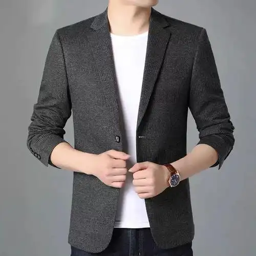 休闲西装2021春秋季西服外套男新款高端潮牌单西商务中年正装男士