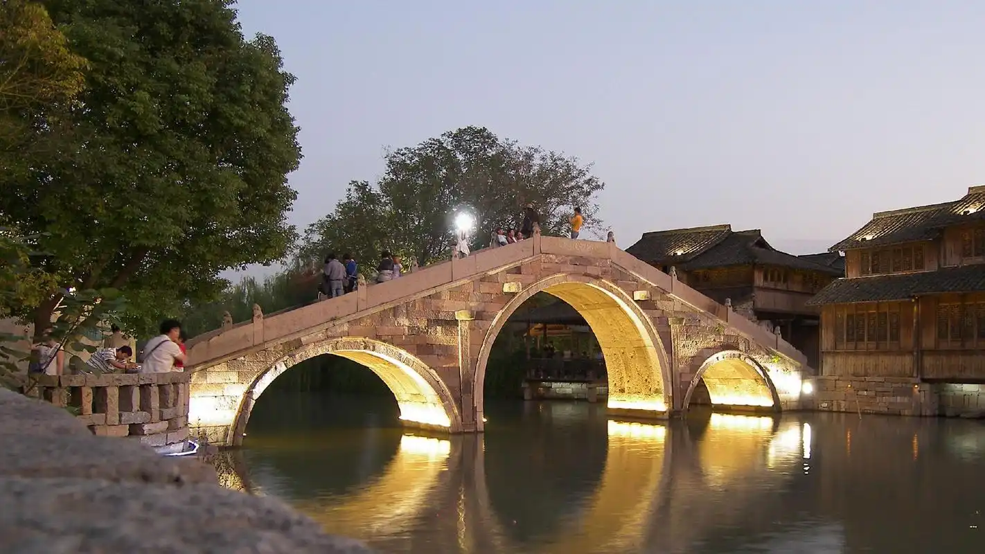 美丽的古镇乌镇夜景旅游风景图片桌面壁纸高清(1)