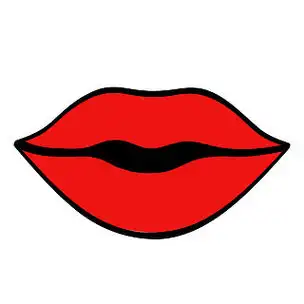 红色性感女人的嘴唇,卡通风格,白色,股票矢量图