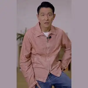 刘德华抖音直播同款藕粉色牛仔夹克复古工装男2021新休闲翻领外套