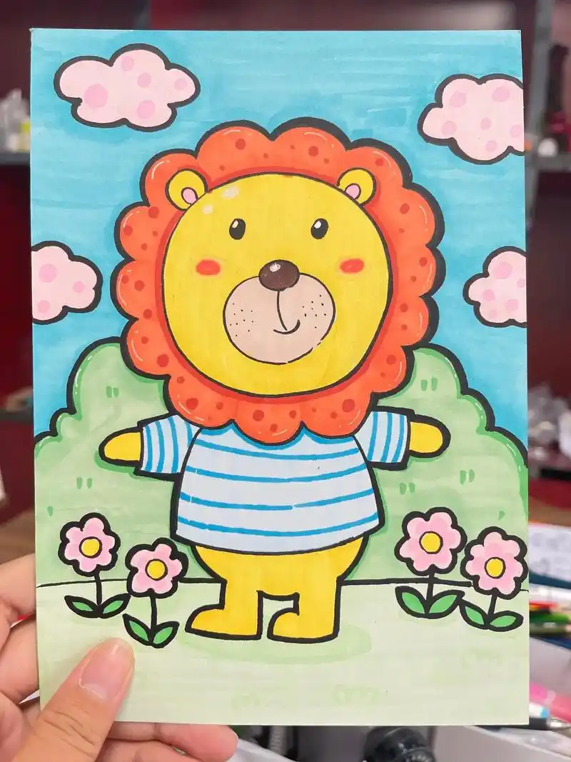 画一张小狮子#少儿美术 #卡通画 - 抖音