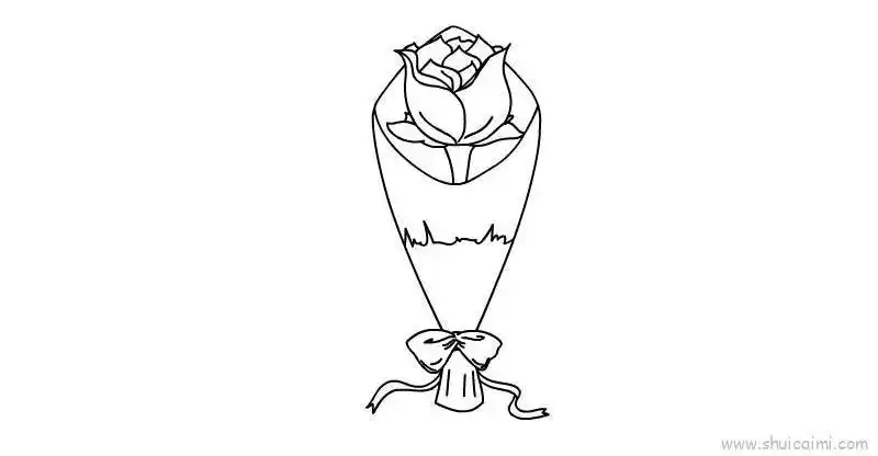 一束玫瑰花简笔画画法图解