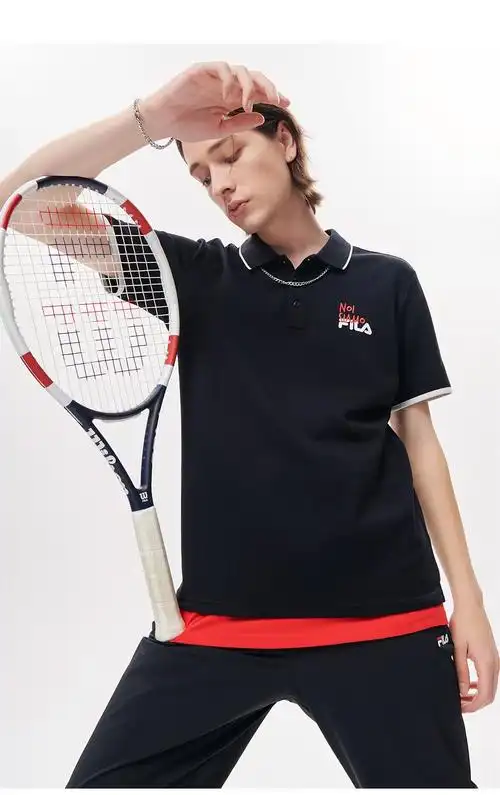 filafusion斐乐潮牌官方男子短袖polo衫夏秋网球运动时尚t恤男标准白