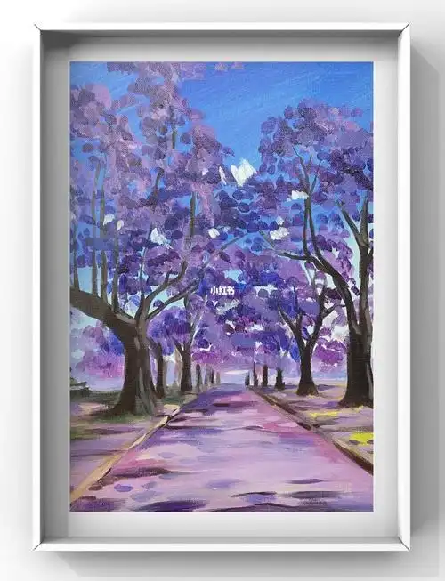 布里斯班活动蓝花楹成人零基础丙烯油画