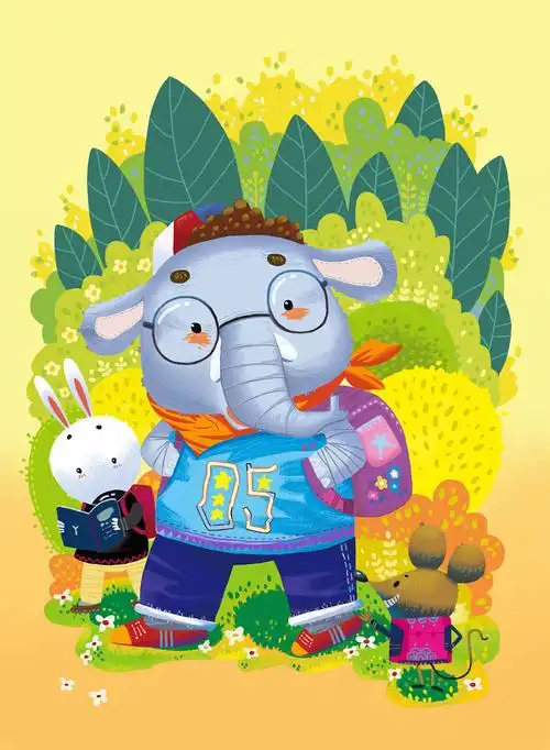 大象小动物插画