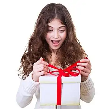高兴,女孩,收到,礼物