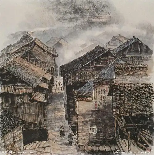 山村即景设计图__绘画书法_文化艺术_设计图库_昵图网nipic.com