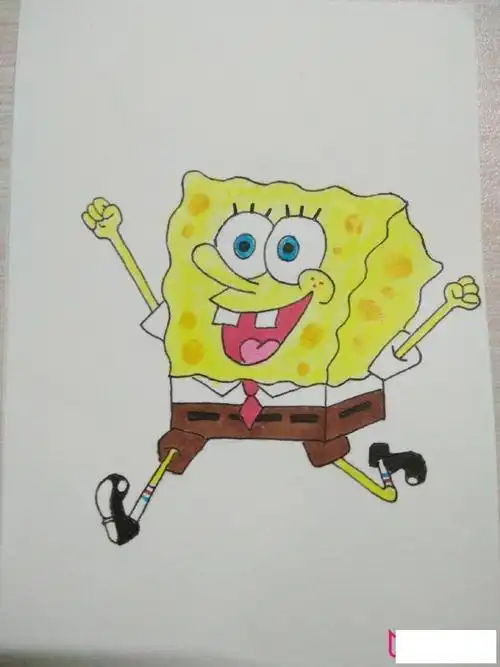 卡通简笔画彩色海绵宝宝